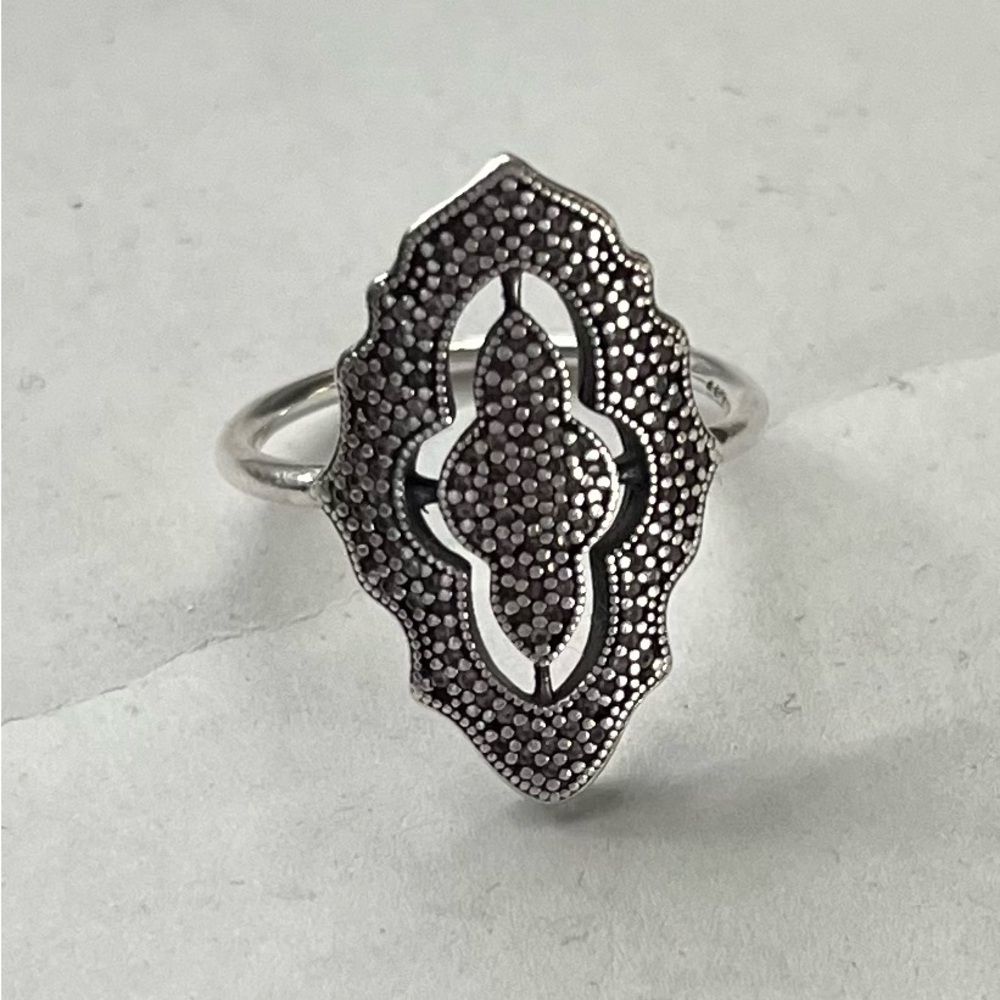 Pandora Sparkling Lace Statement Ring . - Picture 2 of 5
